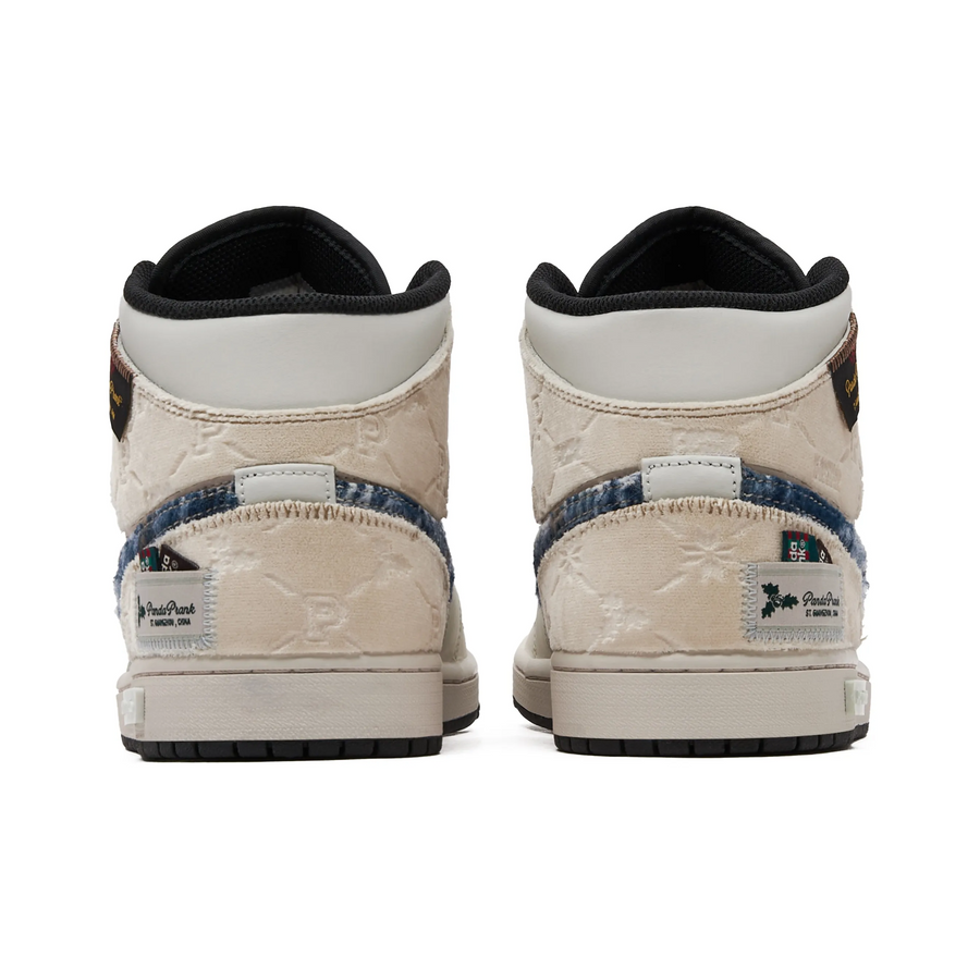 Custom Air Jordan 1 Beige Blue Snowflake Print