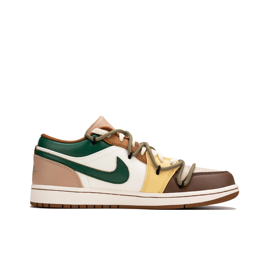 Custom Air Jordan 1 Brown White Green Graffiti Low