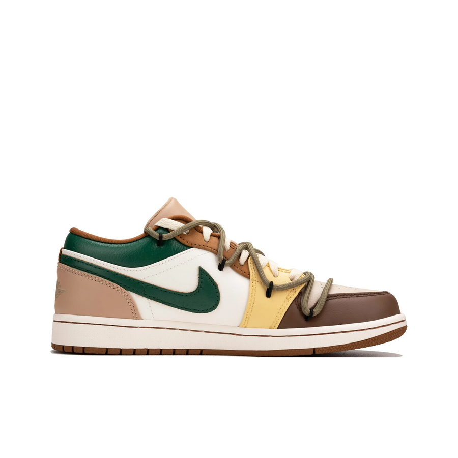Custom Air Jordan 1 Brown White Green Graffiti Low