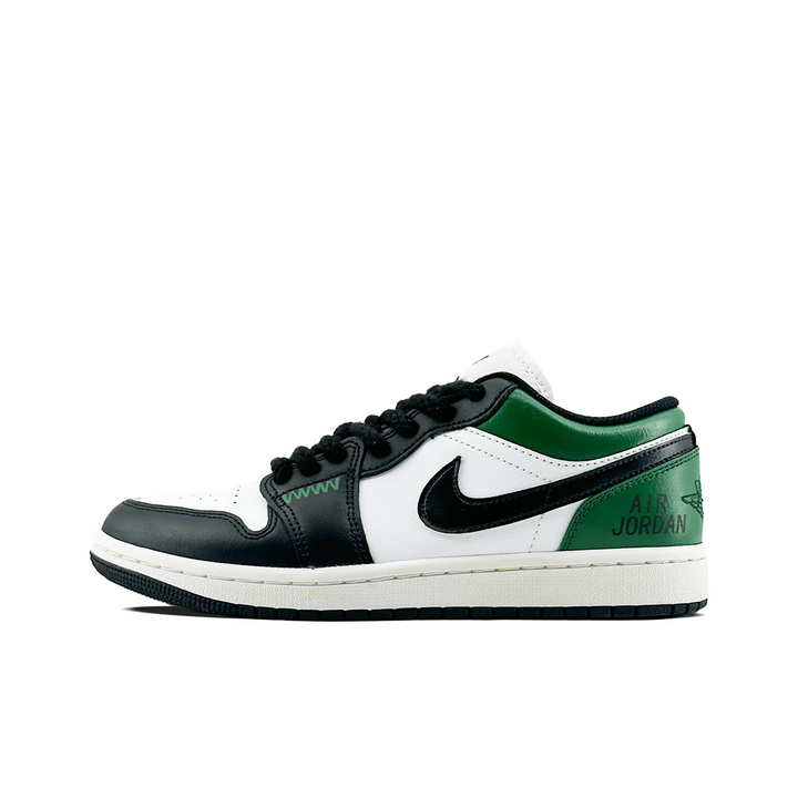 Custom Air Jordan 1 Black White Green Low