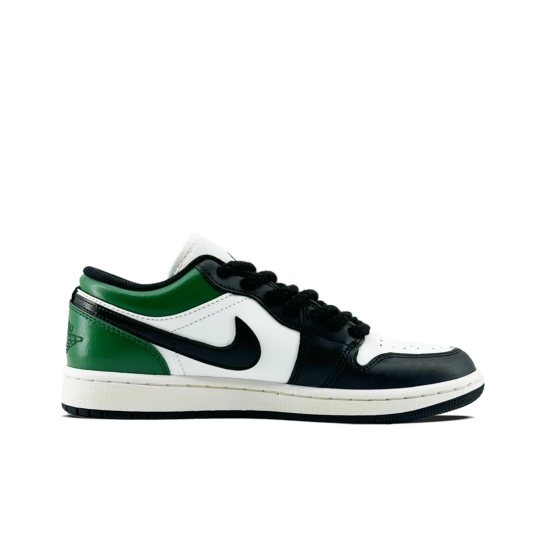 Custom Air Jordan 1 Black White Green Low