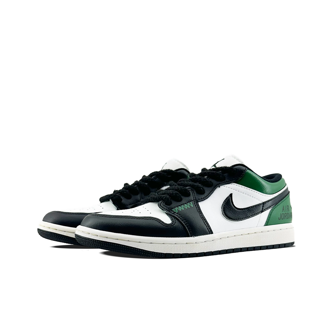 Custom Air Jordan 1 Black White Green Low