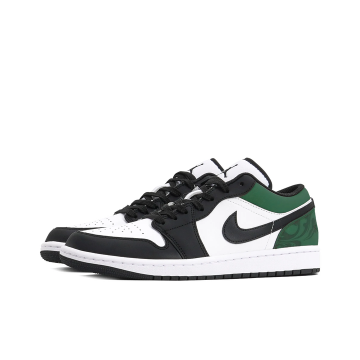 Custom Air Jordan 1 Black White Green Gray Texture Low