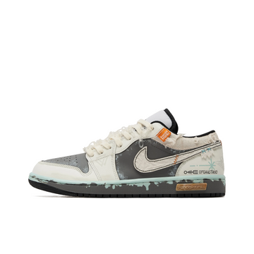 Custom Air Jordan 1 Dark Grey Off White Cyan Low