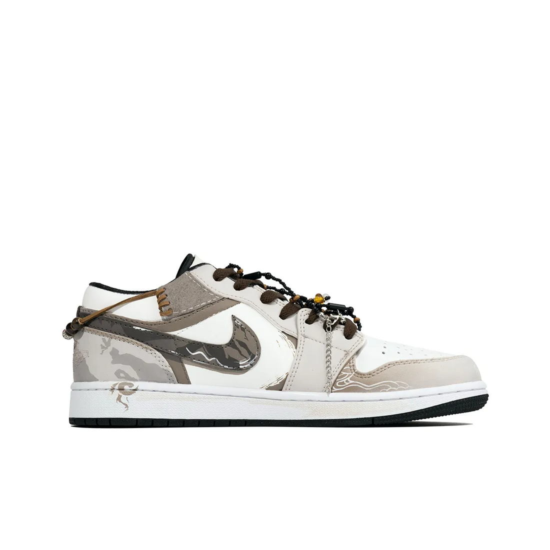 Custom Air Jordan 1 White Milky Brown Snake Theme Low