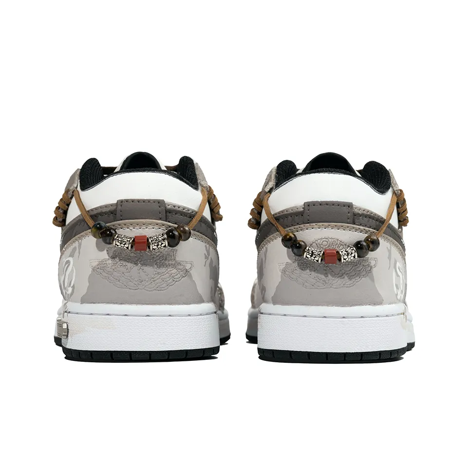 Custom Air Jordan 1 White Milky Brown Snake Theme Low