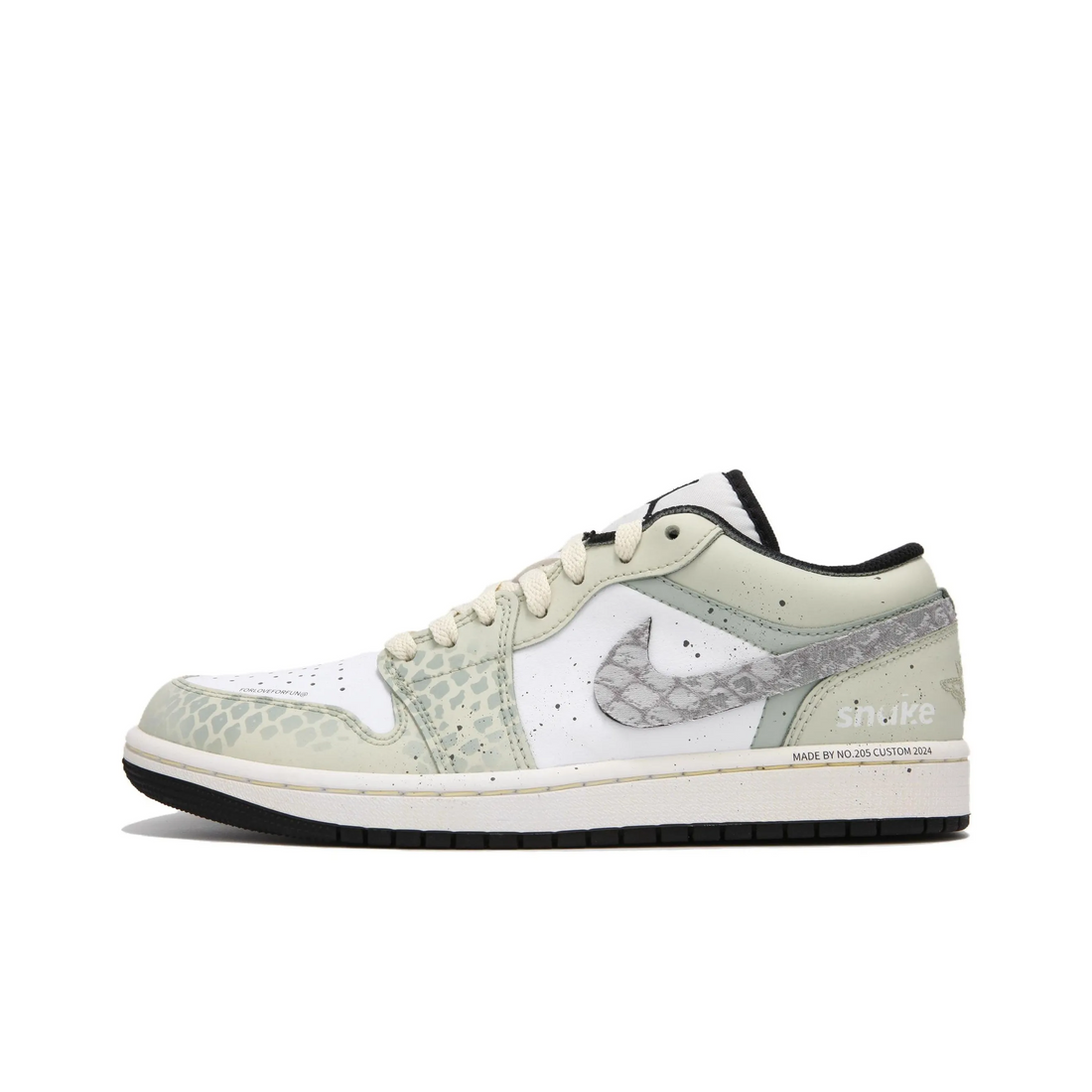 Custom Air Jordan 1 Green Grey Snake Scales Low