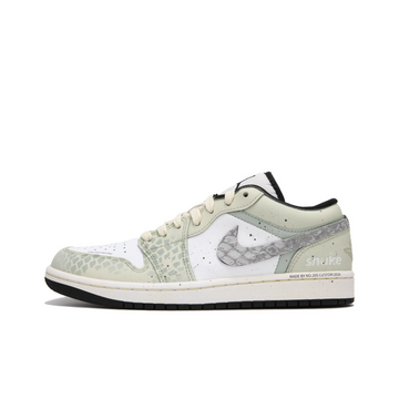 Custom Air Jordan 1 Green Grey Snake Scales Low
