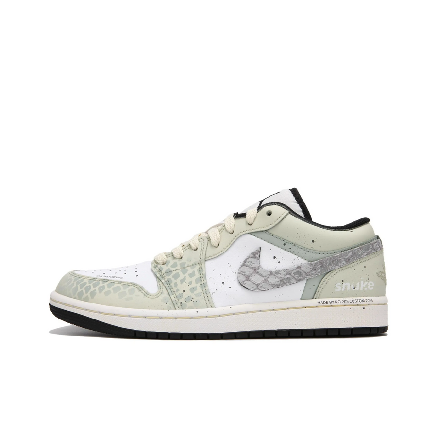 Custom Air Jordan 1 Green Grey Snake Scales Low