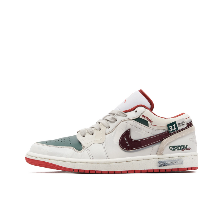 Custom Air Jordan 1 White Green Red Low