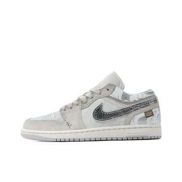 Custom Air Jordan 1 Light Grey Black Graffiti Low