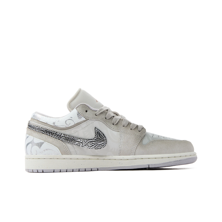 Custom Air Jordan 1 Light Grey Black Graffiti Low