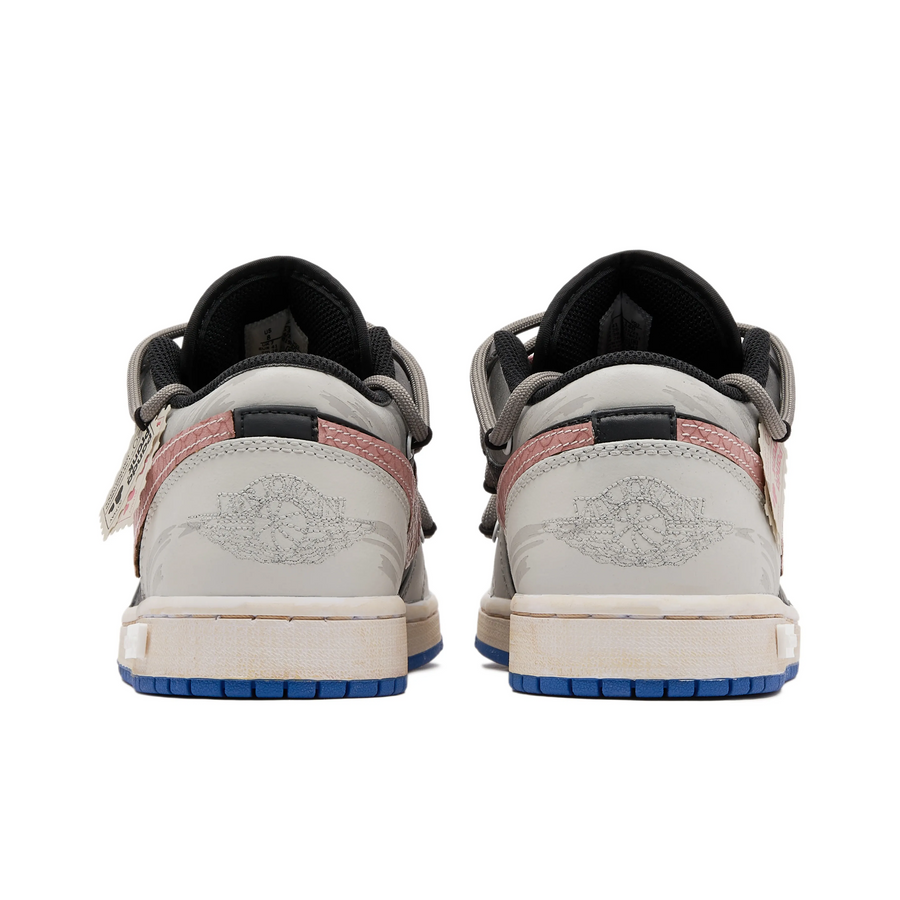 Custom Air Jordan 1 Black Grey Graffiti Pink Snake Scales