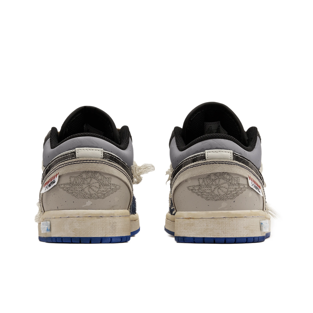 Custom Air Jordan 1 Blue Grey Cotton Linen Low