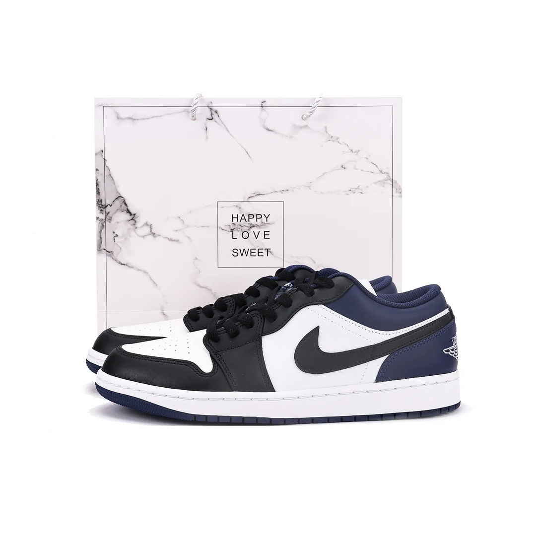 Custom Air Jordan 1 Black Dark Blue White Low