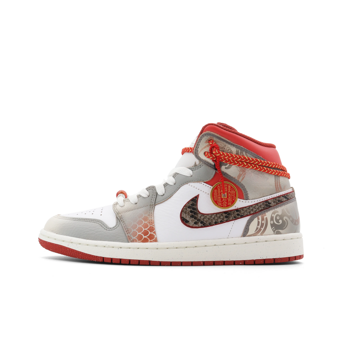 Custom Air Jordan 1 Grey Red Brown Snake Scales