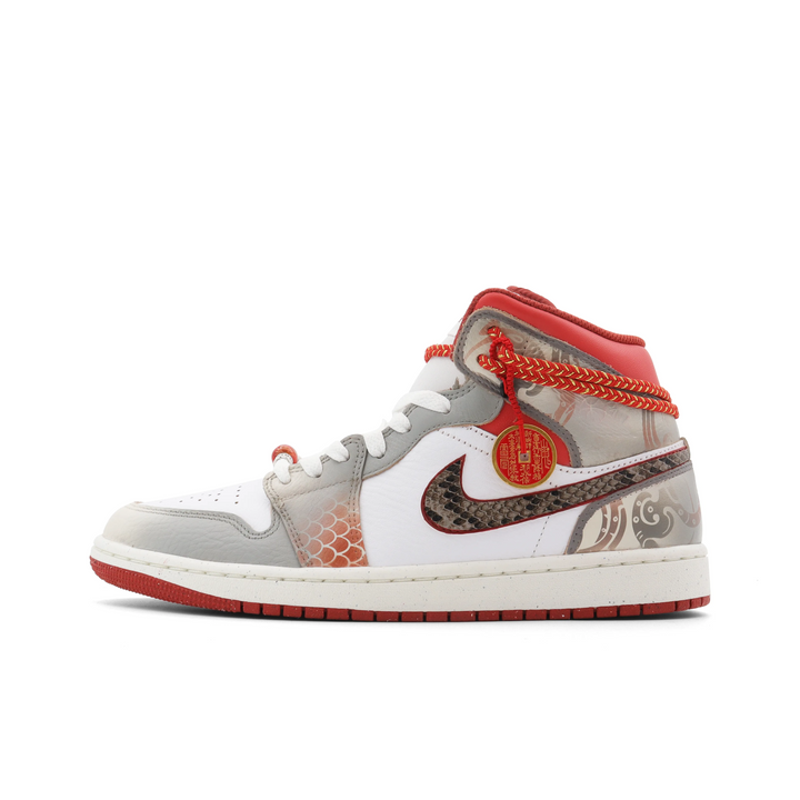 Custom Air Jordan 1 Grey Red Brown Snake Scales