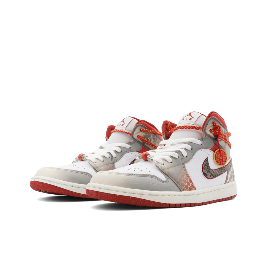 Custom Air Jordan 1 Grey Red Brown Snake Scales