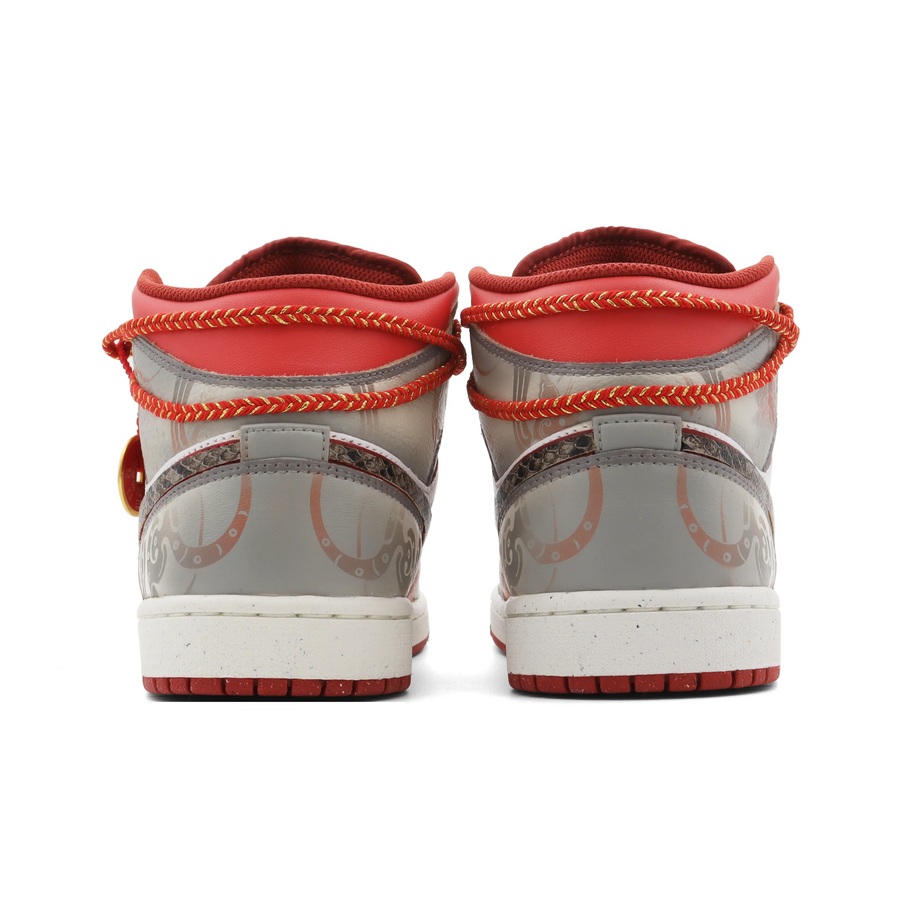 Custom Air Jordan 1 Grey Red Brown Snake Scales