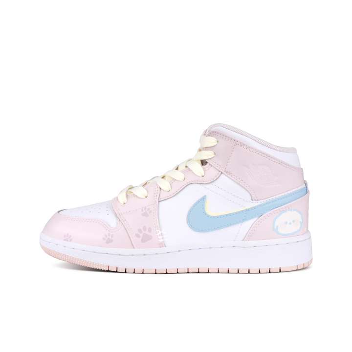 Custom Air Jordan 1 White Blue Pink With Paws