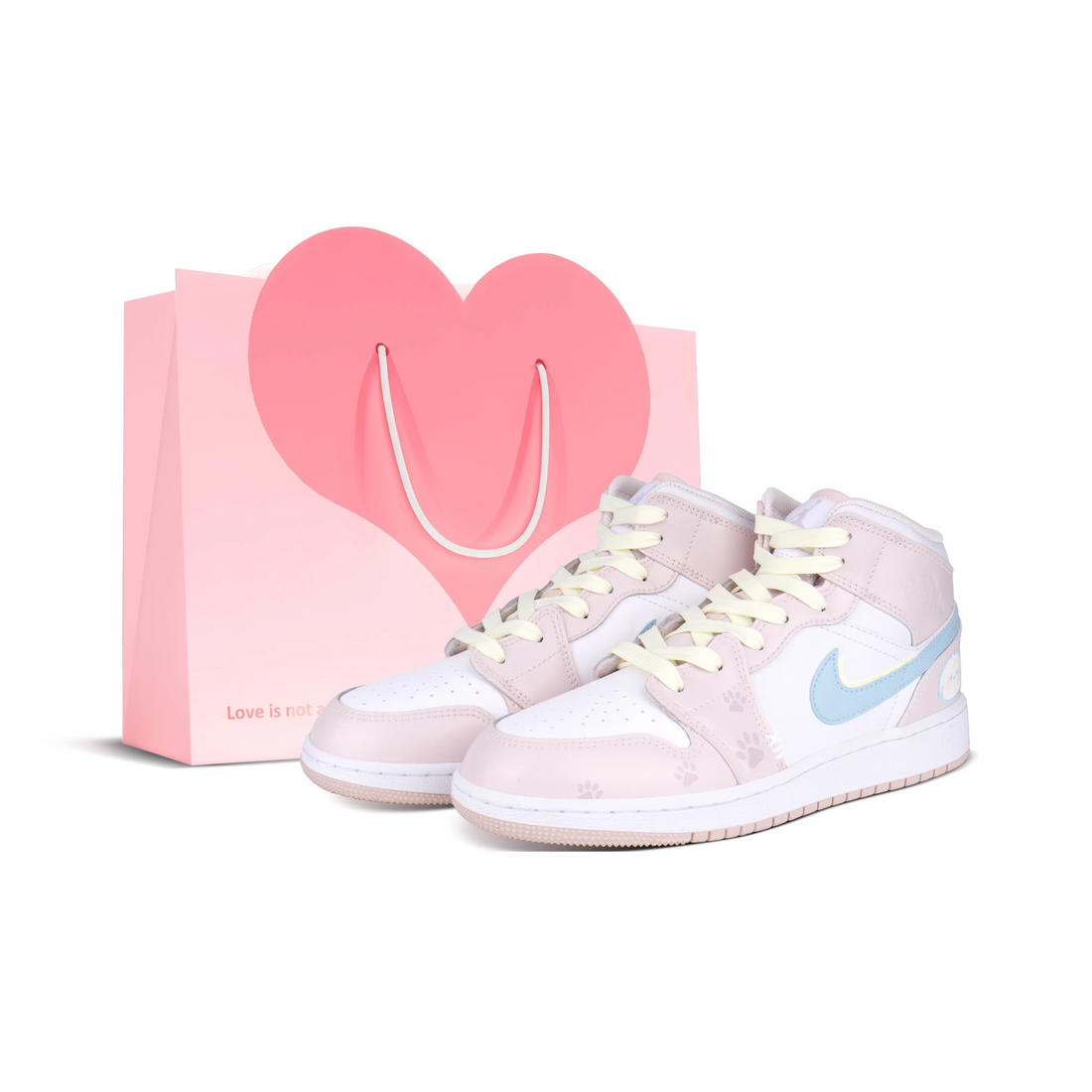 Custom Air Jordan 1 White Blue Pink With Paws
