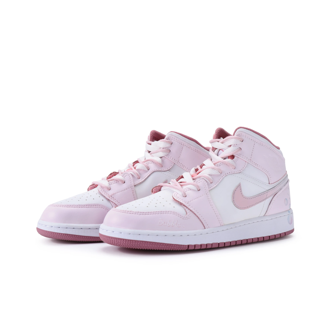 Custom Air Jordan 1 Pink White With Bubbles