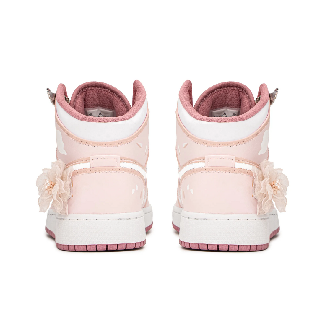 Custom Air Jordan 1 Orange-pink White With Flowers