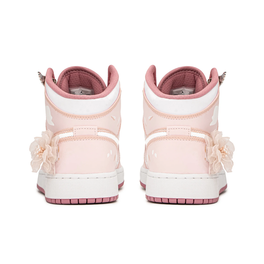 Custom Air Jordan 1 Orange-pink White With Flowers