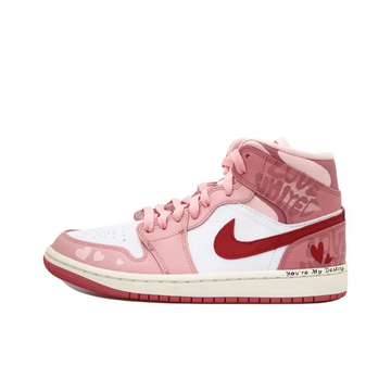 Custom Air Jordan 1 Pink Red Love Heart