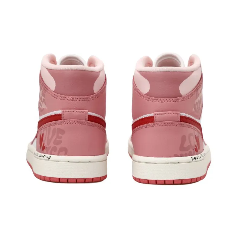 Custom Air Jordan 1 Pink Red Love Heart