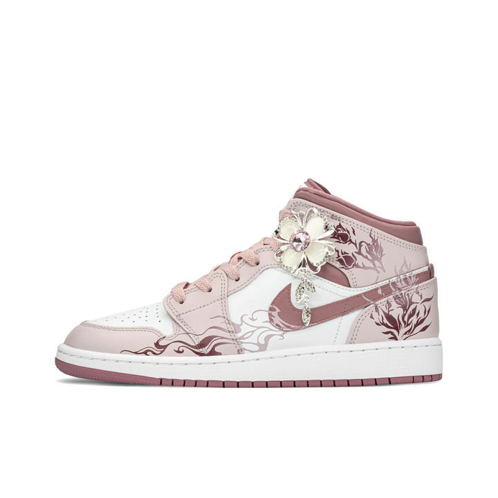 Custom Air Jordan 1 Dull Pink Floral Print High