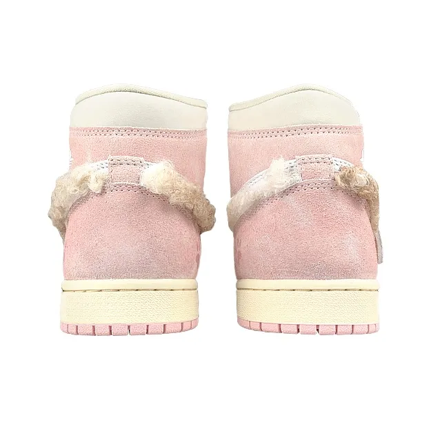 Custom Air Jordan 1 Pink Plush Bear With Paw Prints