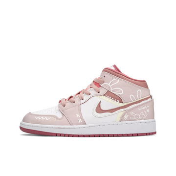 Custom Air Jordan 1 Dull Pink White Graffiti