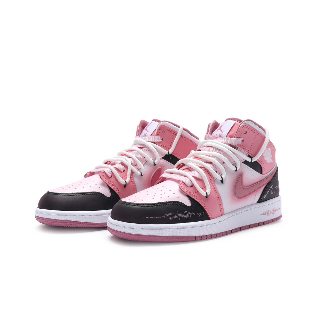 Custom Air Jordan 1 Pink Red Love Heart (Copy)