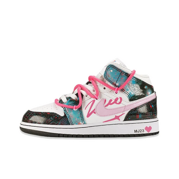 Custom Air Jordan 1 Blue Pink Black Graffiti
