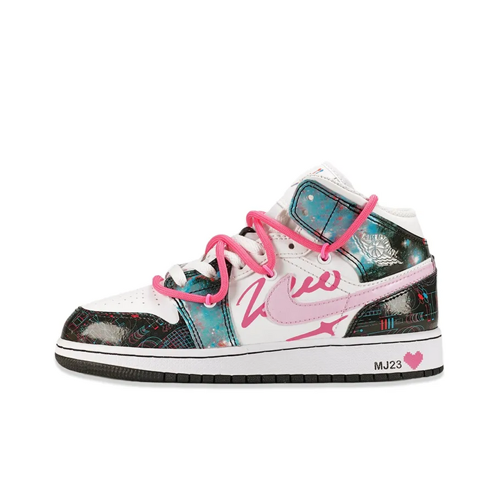 Custom Air Jordan 1 Blue Pink Black Graffiti