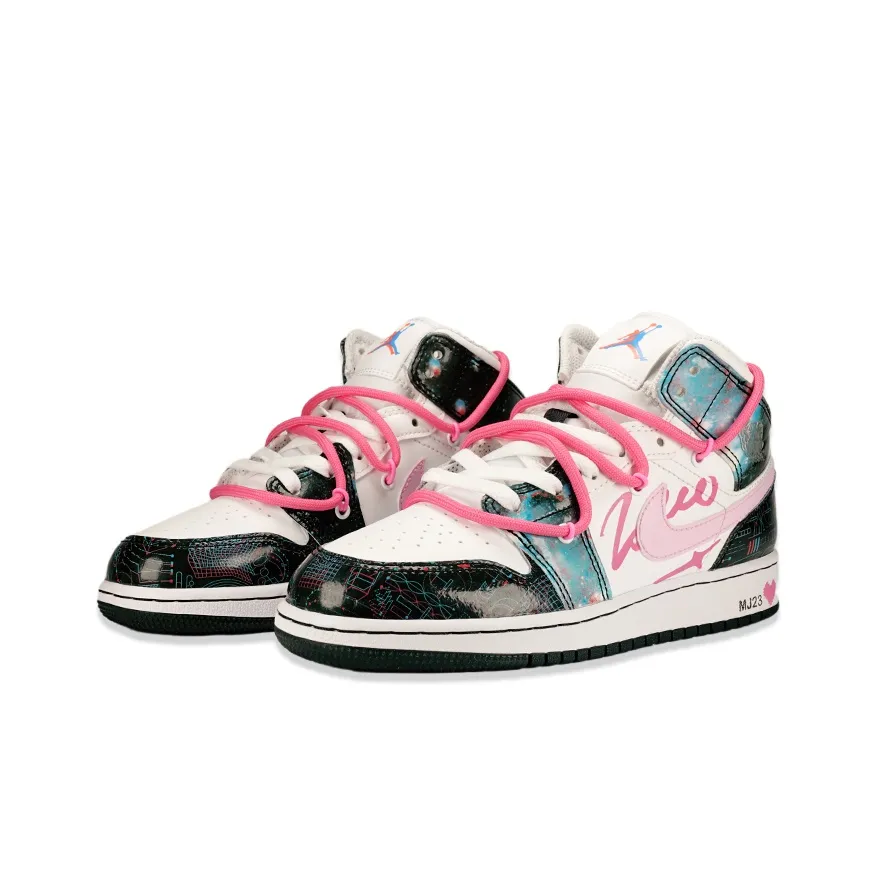 Custom Air Jordan 1 Blue Pink Black Graffiti