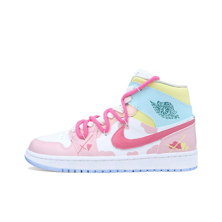 Custom Air Jordan 1 Blue Yellow Pink With Spots