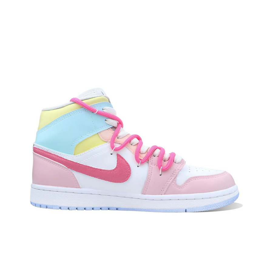 Custom Air Jordan 1 Blue Yellow Pink With Spots