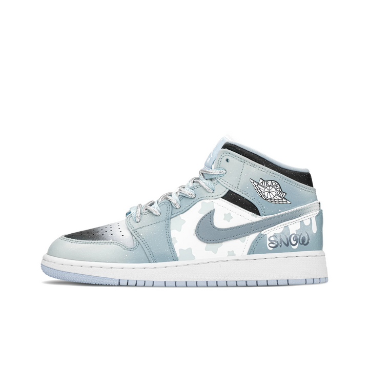 Custom Air Jordan 1 Black Blue Pentagrams