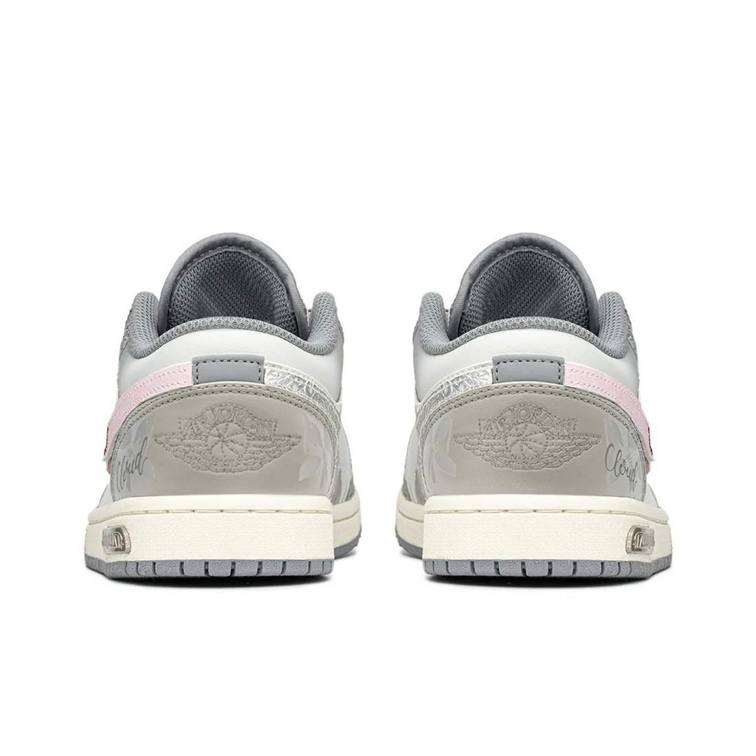 Custom Air Jordan 1 Grey White Sliver Pink Low