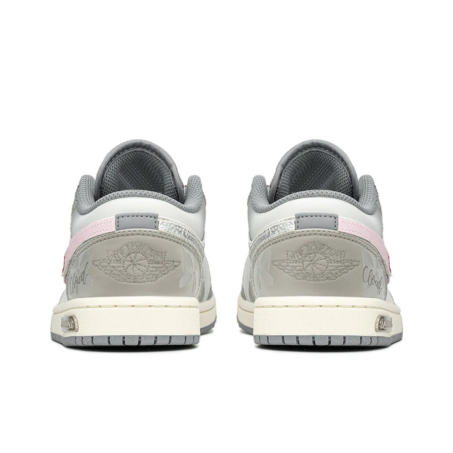Custom Air Jordan 1 Grey White Sliver Pink Low