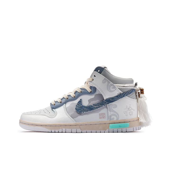 Custom Air Jordan 1 White Grey With Blue Denim Fabric