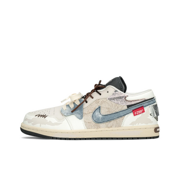 Custom Air Jordan 1 Milky Brown Blue Deconstructive Style