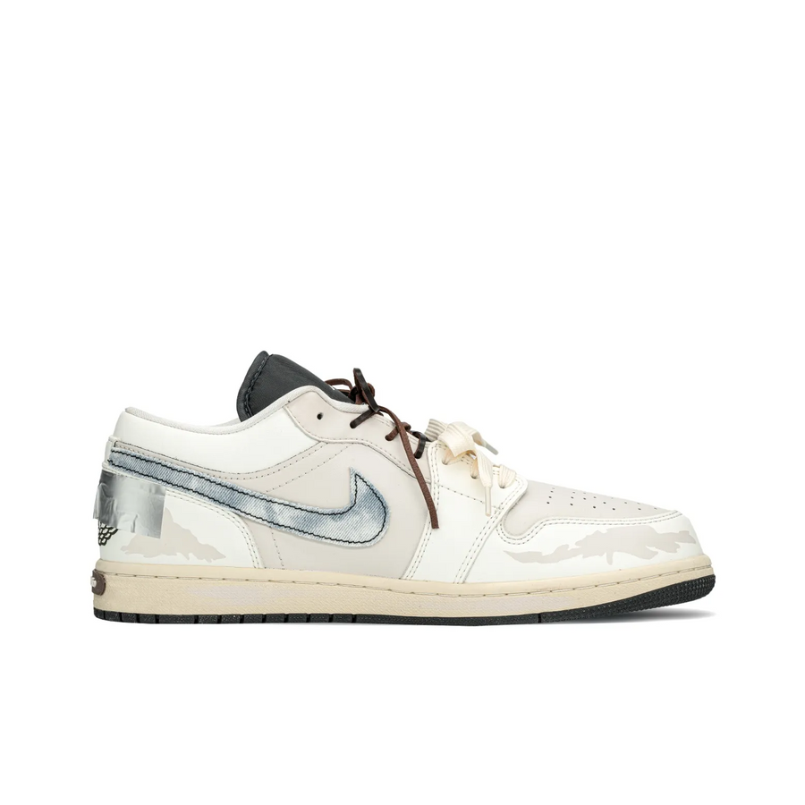 Custom Air Jordan 1 Milky Brown Blue Deconstructive Style