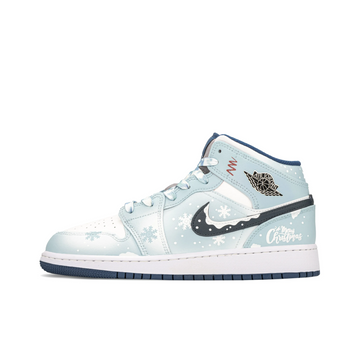 Custom Air Jordan 1 Blue White Snowflakes
