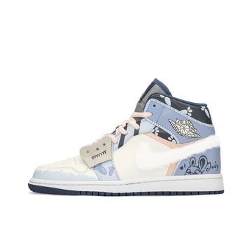 Custom Air Jordan 1 Blue Grey Cartoon Carrot Print