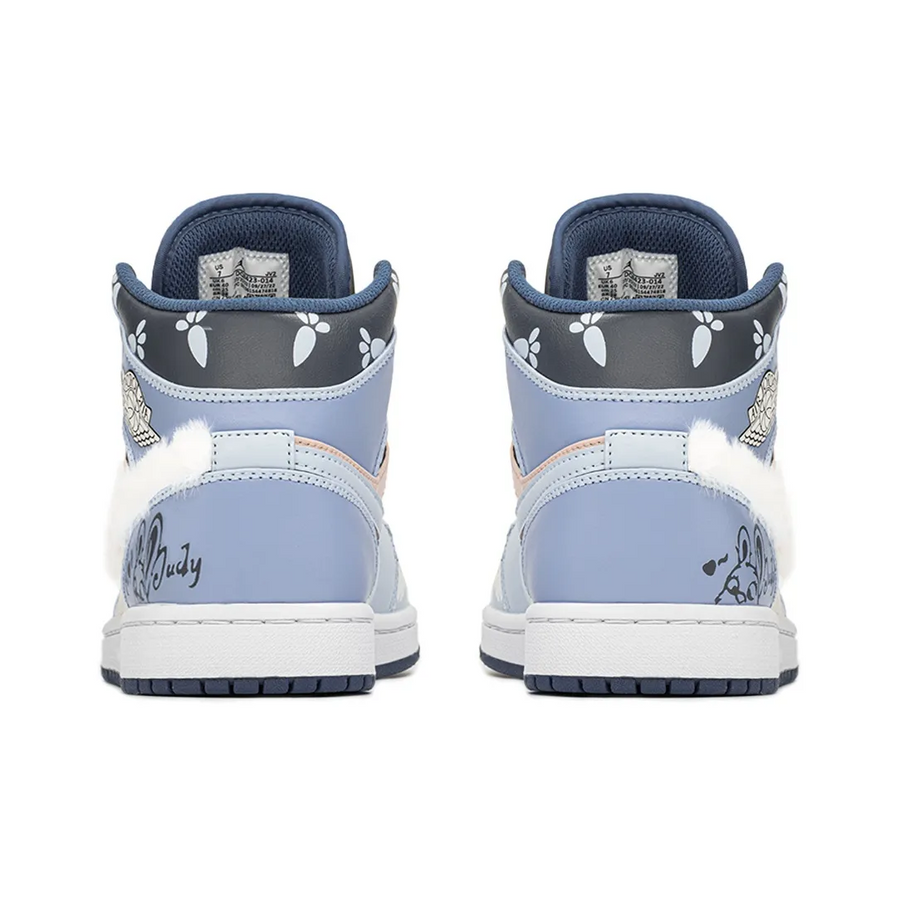Custom Air Jordan 1 Blue Grey Cartoon Carrot Print