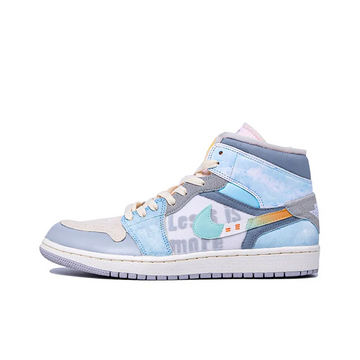 Custom Air Jordan 1 Blue Grey Fonts Mid