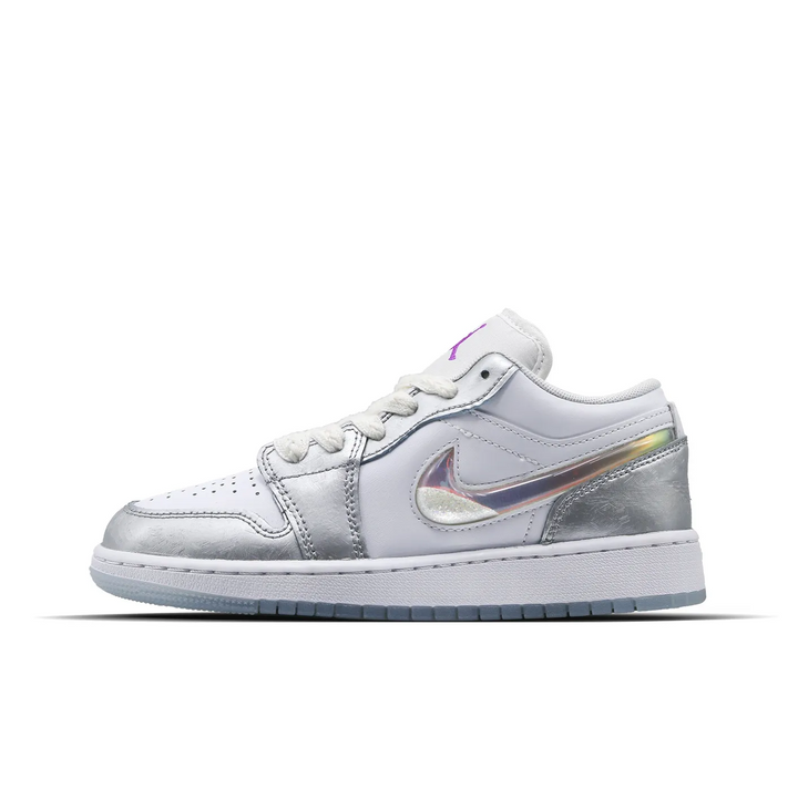 Custom Air Jordan 1 Grey Sliver Jelly Strips Low